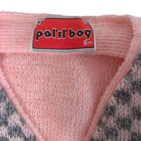 Gilet jacquard carreaux rose - 6 mois