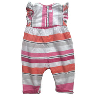 Combinaison rayée rose - 1 mois