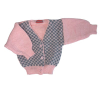Gilet jacquard carreaux rose - 6 mois