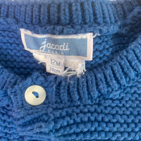 Gilet point mousse bleu - 12 mois