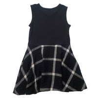 Robe bi-matière carreaux noire - 6 ans