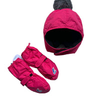 Ensemble bonnet et gants kway fuschia - 24/36 mois