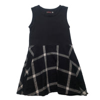 Robe bi-matière carreaux noire - 6 ans