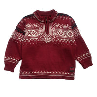 Pull norvégien en laine bordeaux - 6 ans