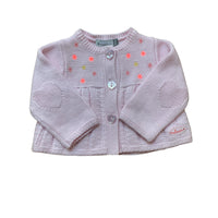 Gilet brodé rose - 1 mois