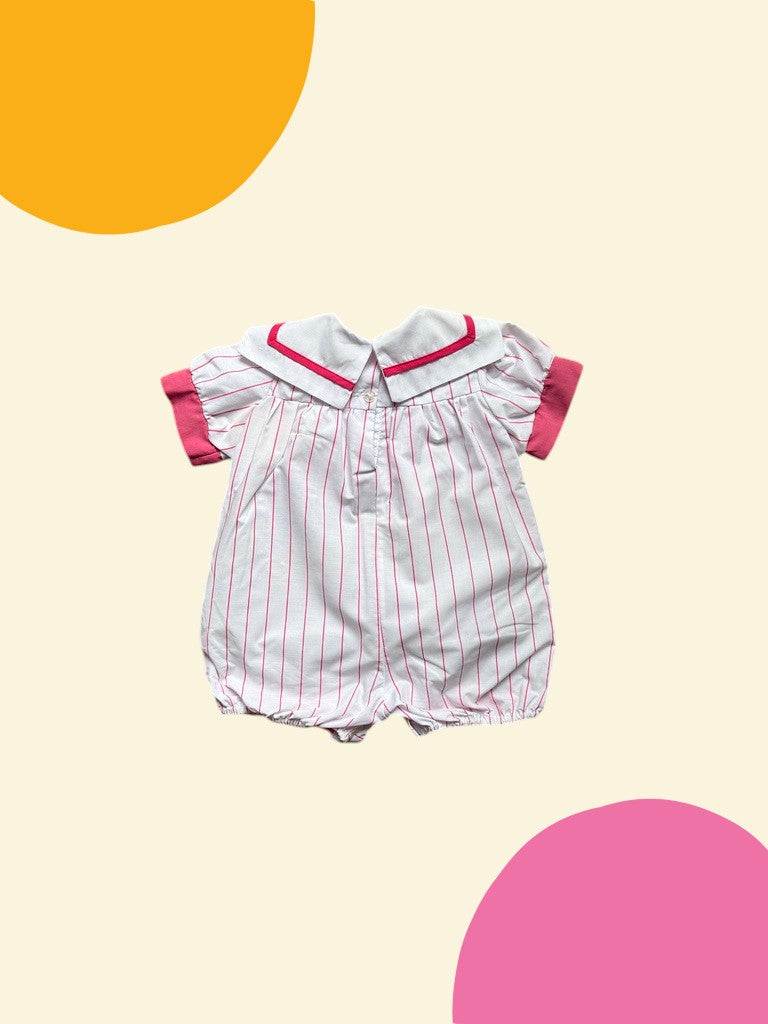 Combinaison marinière rose encre - 6 mois