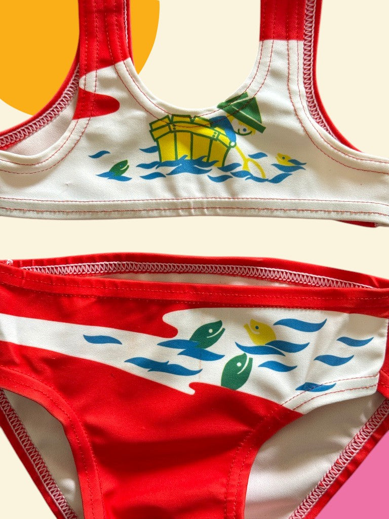 Maillot 2 pièces pêche poissons rouge - 24 mois