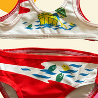 Maillot 2 pièces pêche poissons rouge - 24 mois