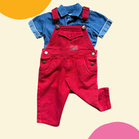 Salopette rouge années 90 - 12 mois