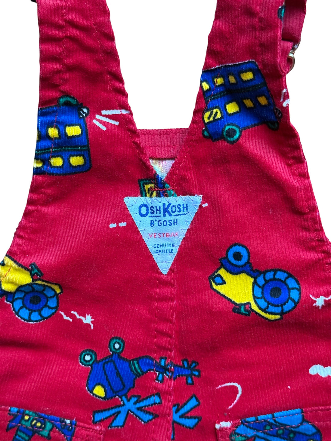 Salopette velours vehicules rouge - 12 mois