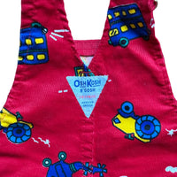 Salopette velours vehicules rouge - 12 mois