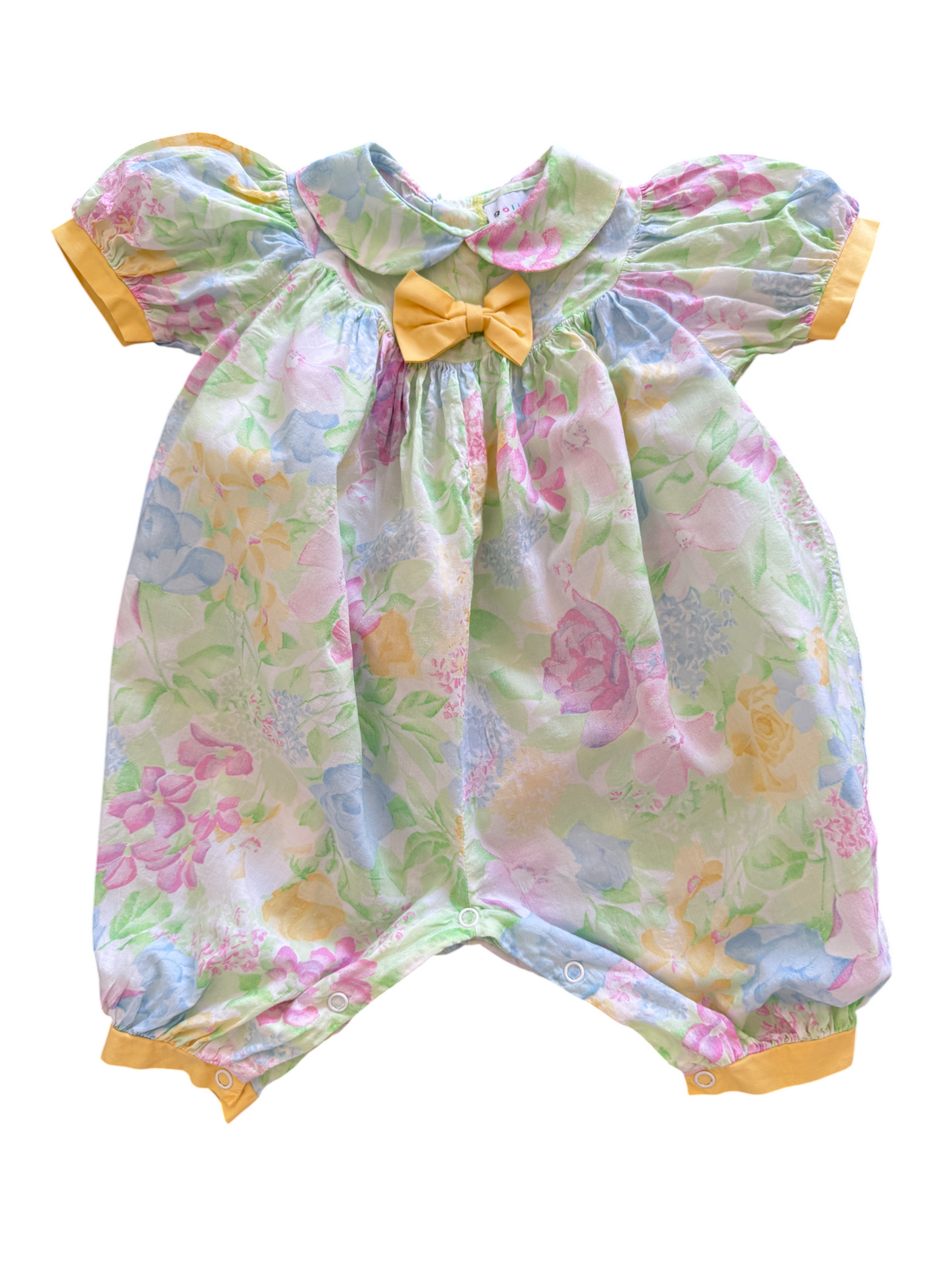 Combinaison fleurie noeud jaune - 6 mois