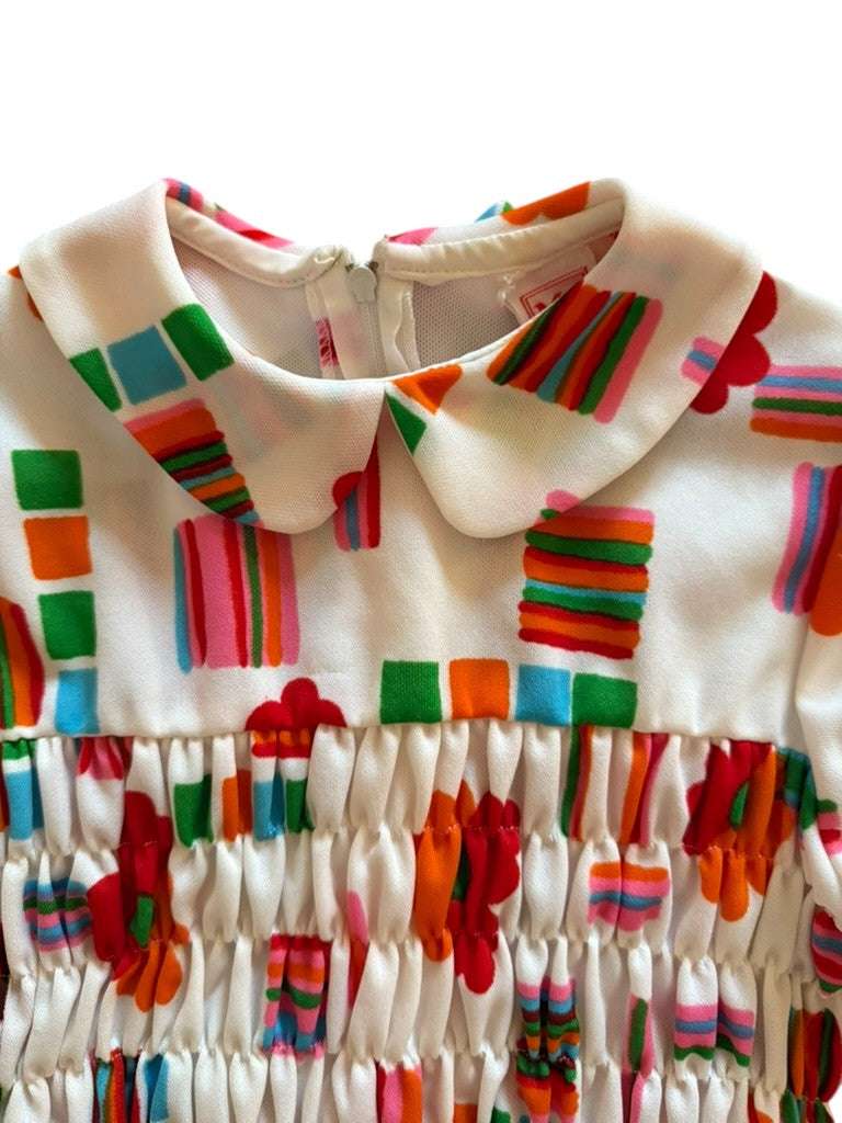 Robe motifs 70s smockée - 5 ans