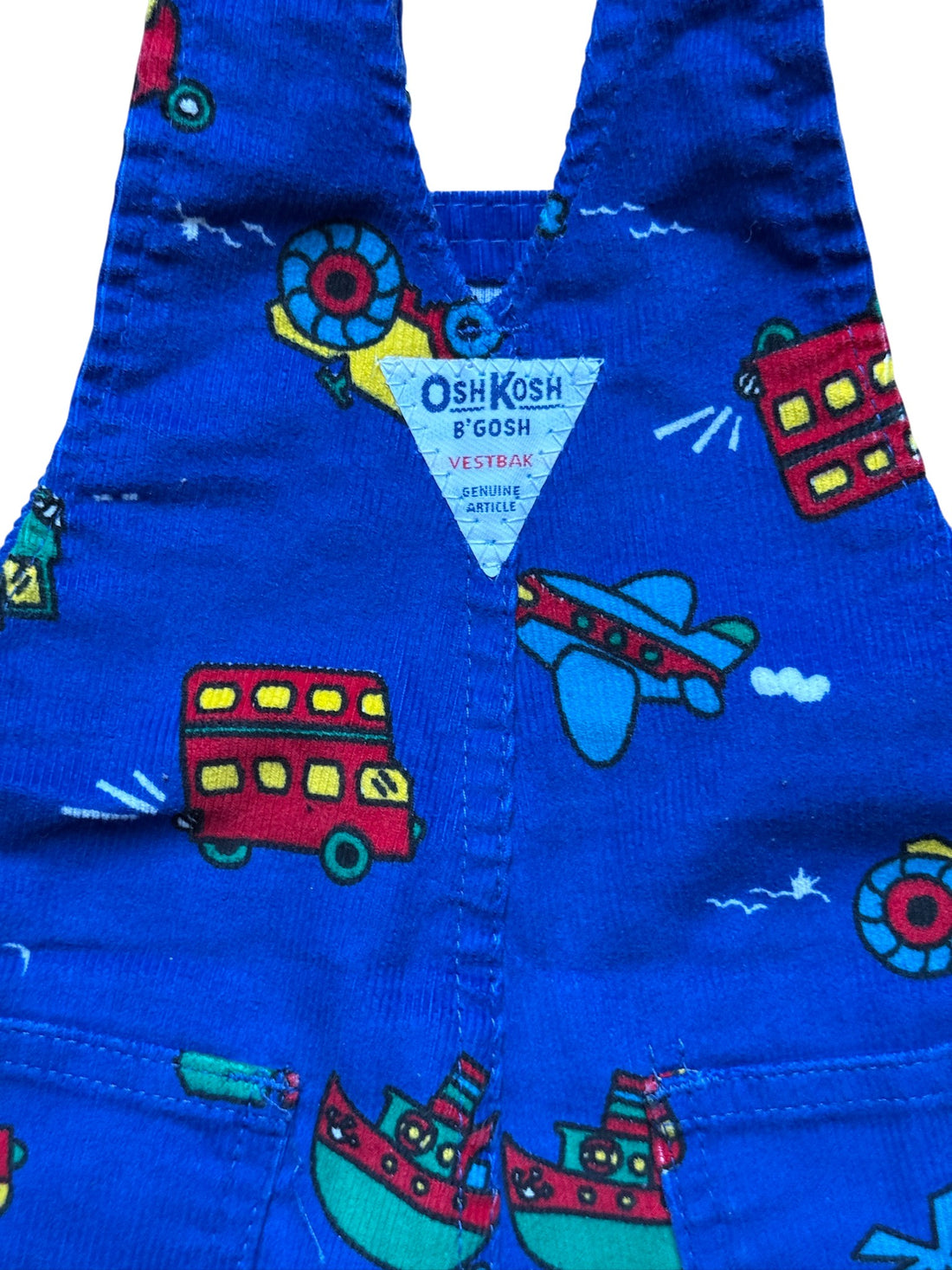 Salopette velours vehicules bleue - 18 mois