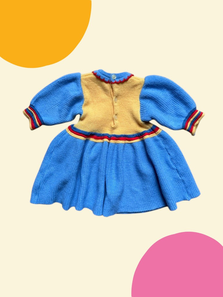 Robe tricot bleu et jaune - 3 mois