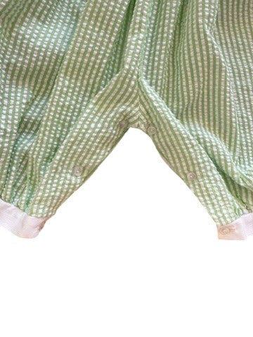 Combinaison verte seersucker cerises - 6 mois