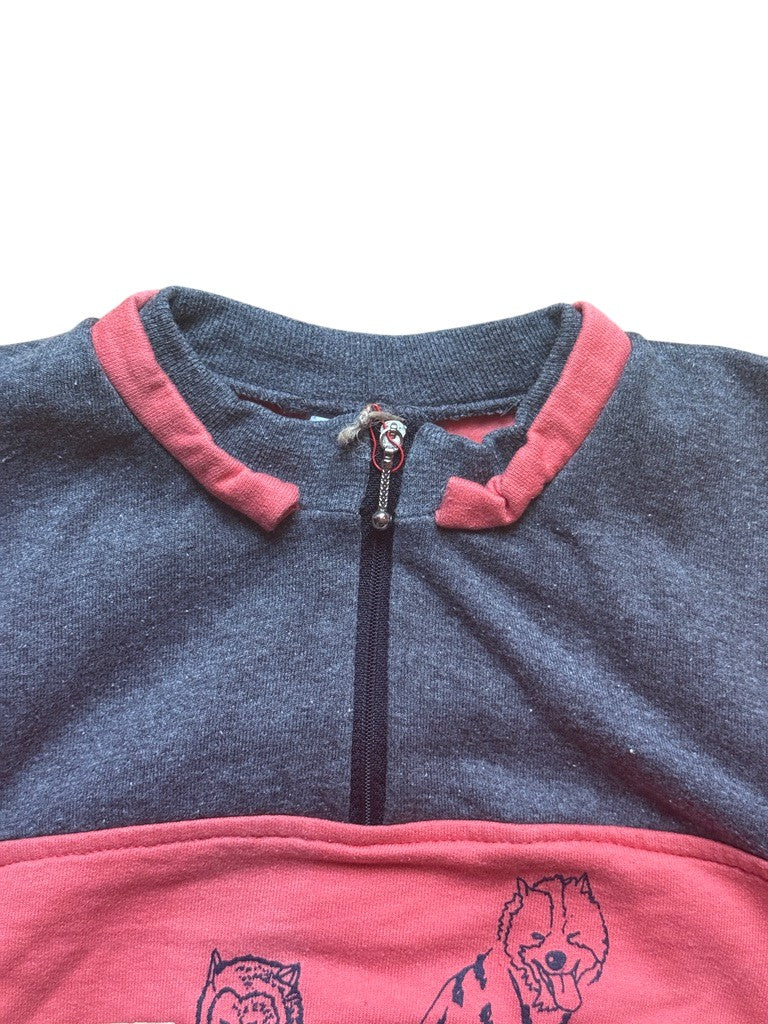 Sweat loup orange et gris - 24 mois