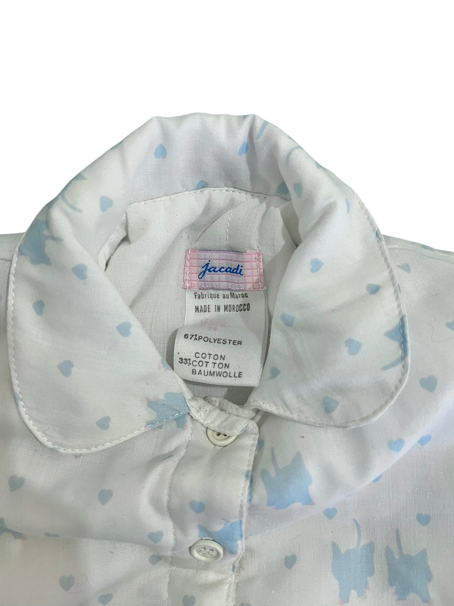 Ensemble molletonné chat bleu et blanc - 12 mois