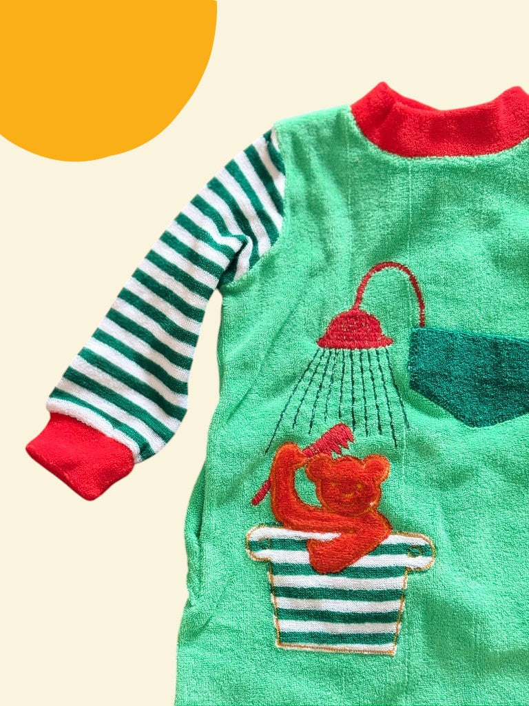 Pyjama rayé vert ours bain - 12 mois