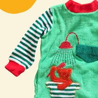 Pyjama rayé vert ours bain - 12 mois