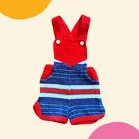 Salopette courte rayée rouge et marine - 6 mois