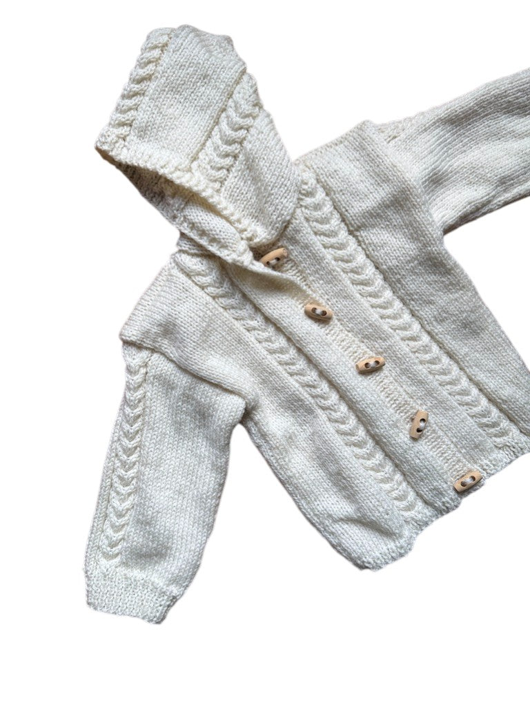 Gilet torsadé écru à capuche - 18/24 mois