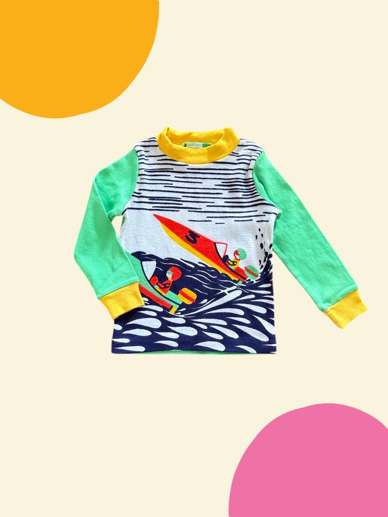 Ensemble long course bateaux vert - 24 mois