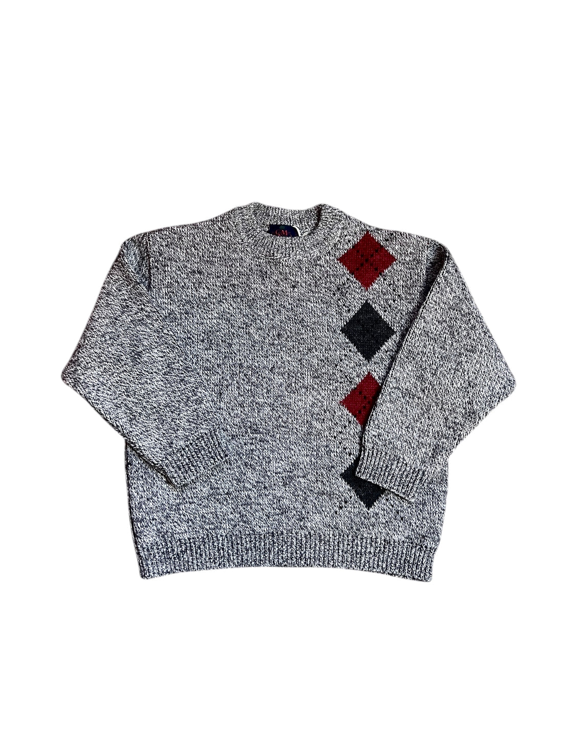 Pull gris chiné damiers - 6 ans