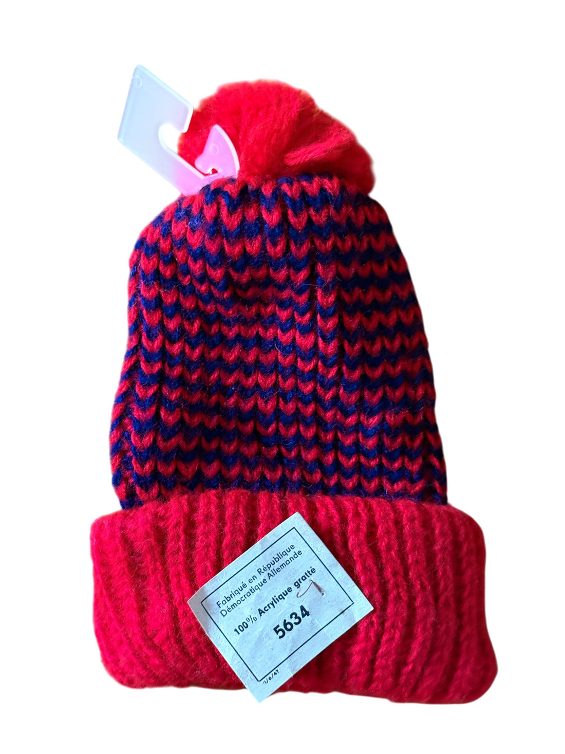 Bonnet rayé rouge et bleu - 1/2 ans