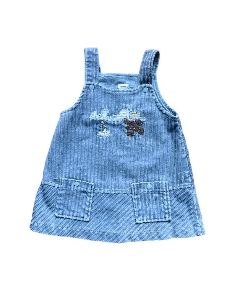 Robe salopette velours côtelé bleue - 12 mois