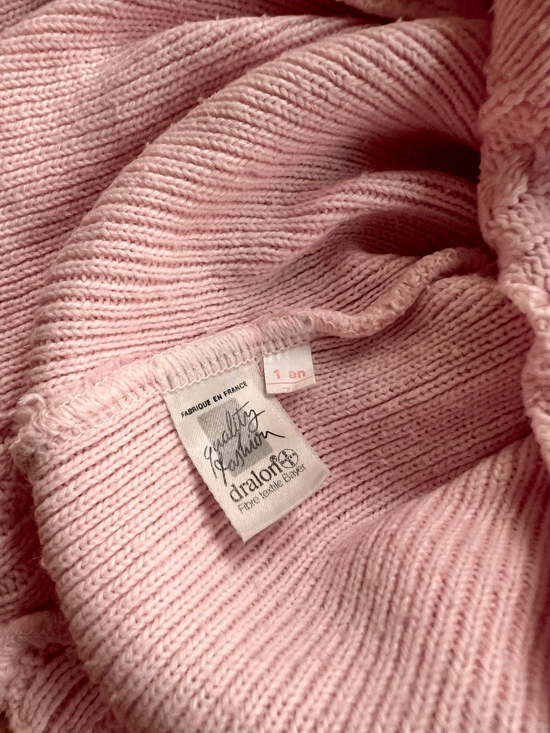 Ensemble tricot rose brodé - 18 mois