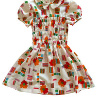 Robe motifs 70s smockée - 5 ans
