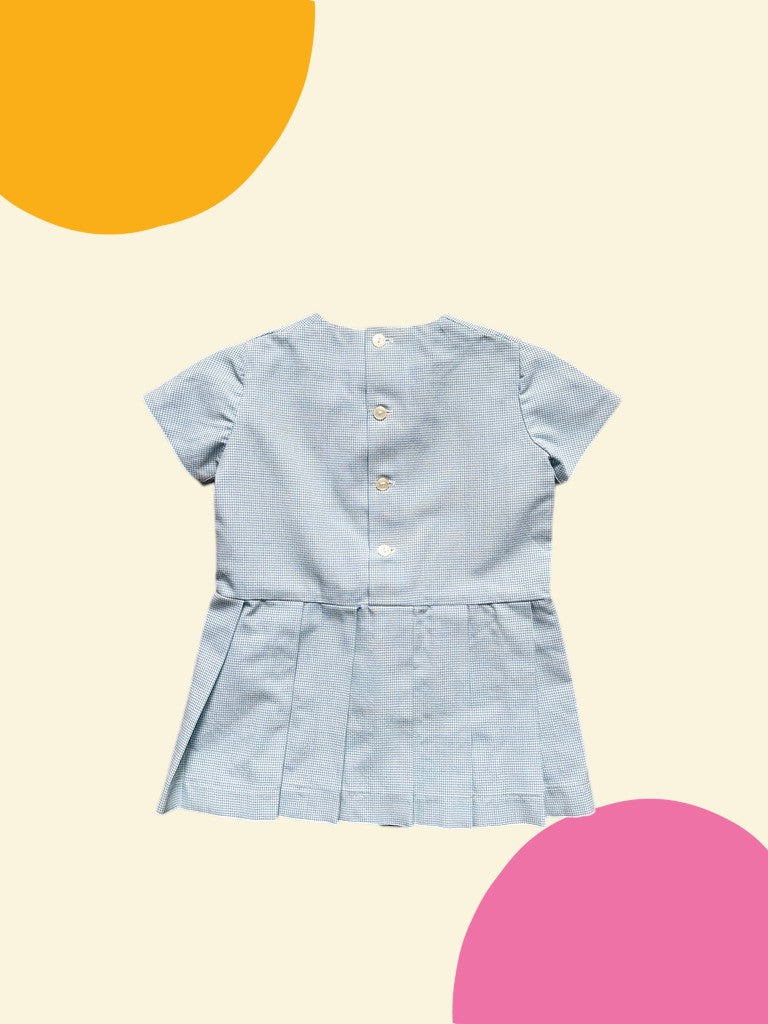 Robe pied de poule bleue années 60 - 24 mois