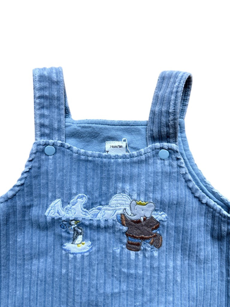 Robe salopette velours côtelé bleue - 12 mois