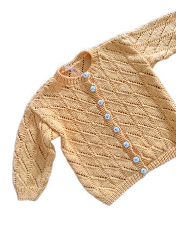 Gilet maille orange boutons fantaisie - 3 ans