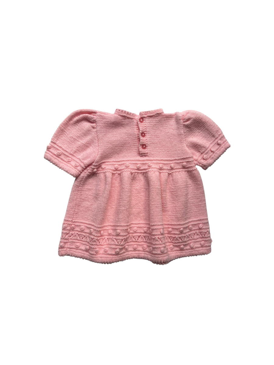 Robe tricot pompons rose - 12 mois