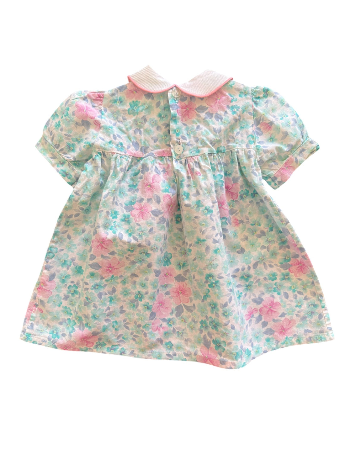 Robe smockée fleurie rose et bleue - 6 mois