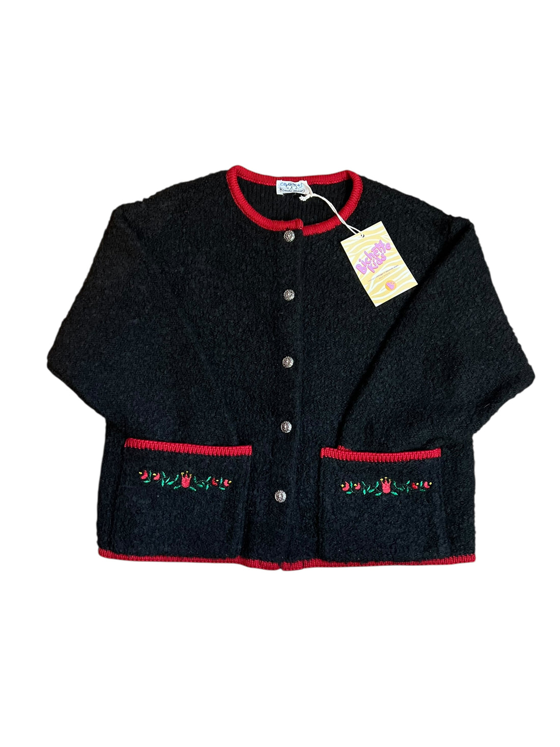 Gilet avec laine bouillie noir - 6 ans