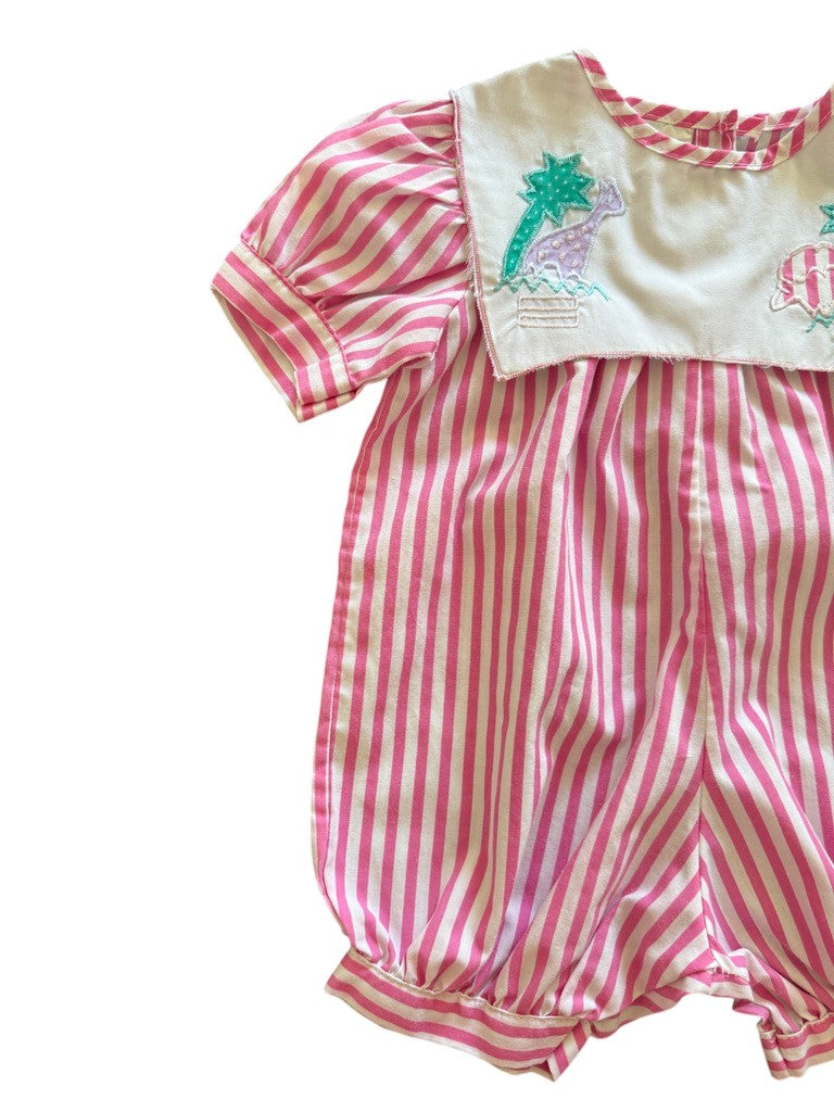 Combinaison rose rayée - 12 mois