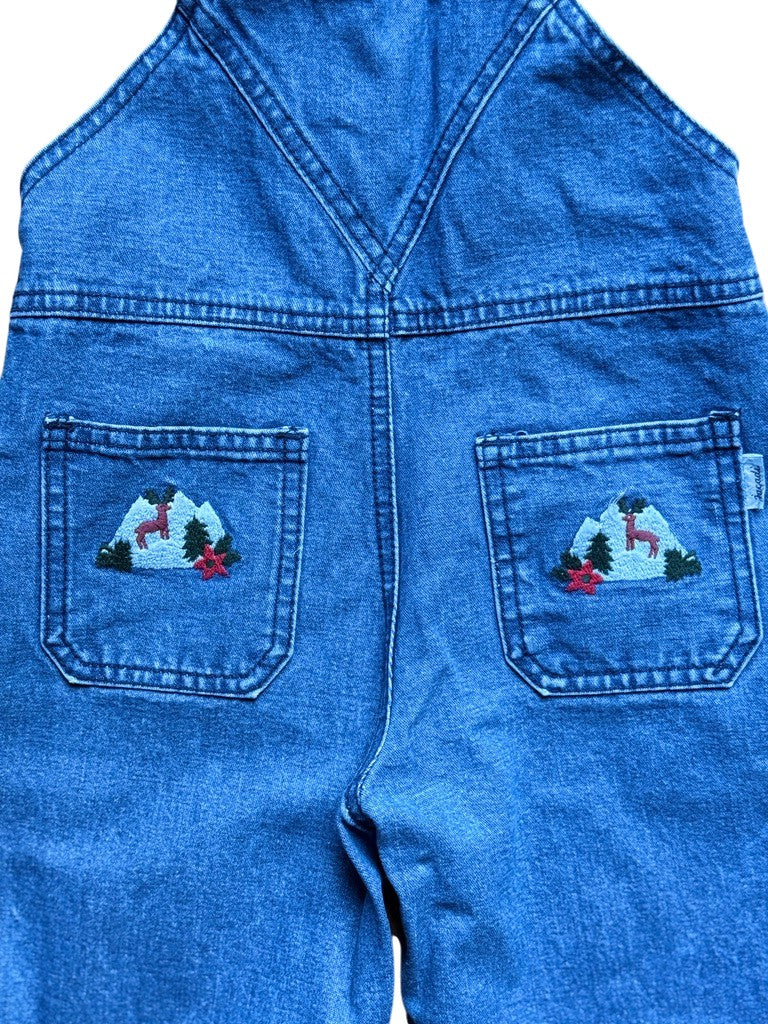 Salopette jean broderies montagne - 24 mois