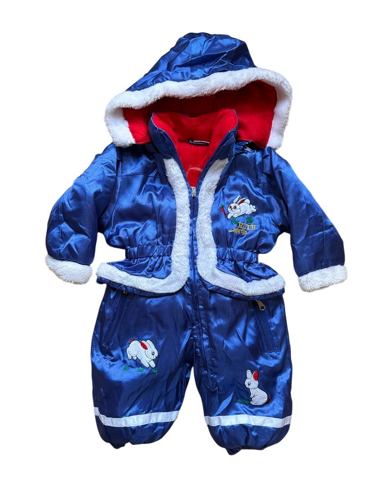 Combi pilote satinée broderies lapins - 3 mois