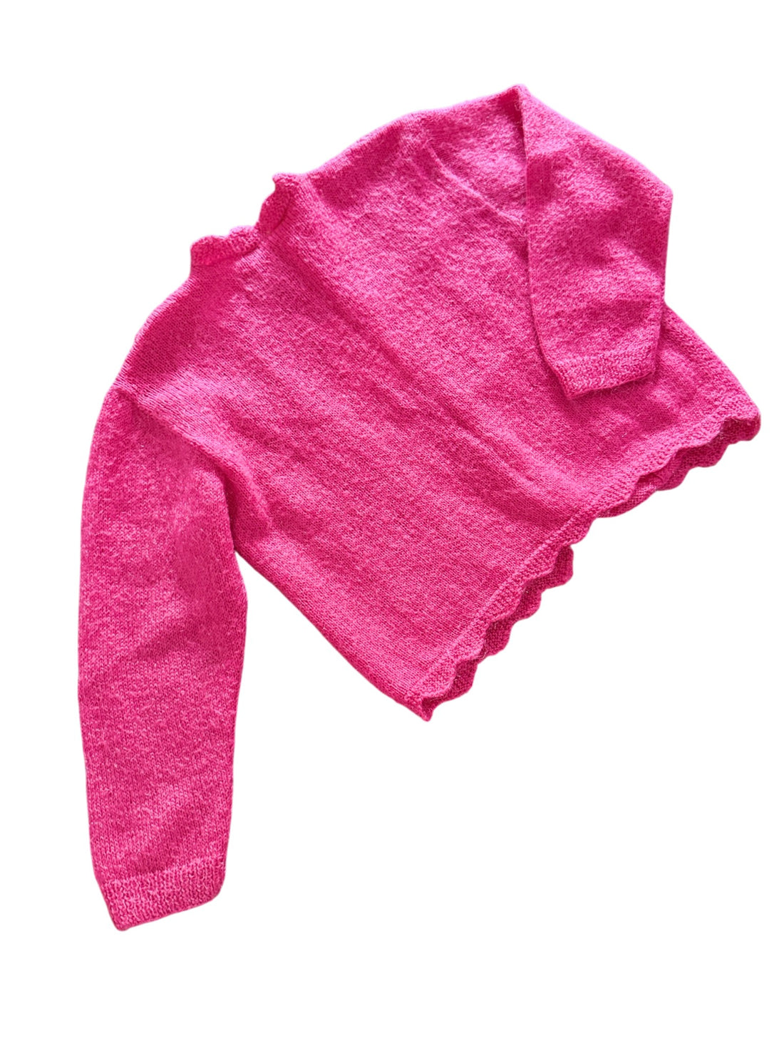 Gilet laine ajouré rose - 6/7 ans