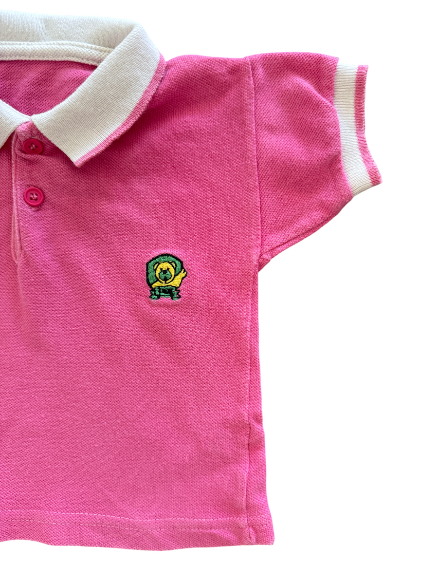 Polo rose brodé lion - 6 mois