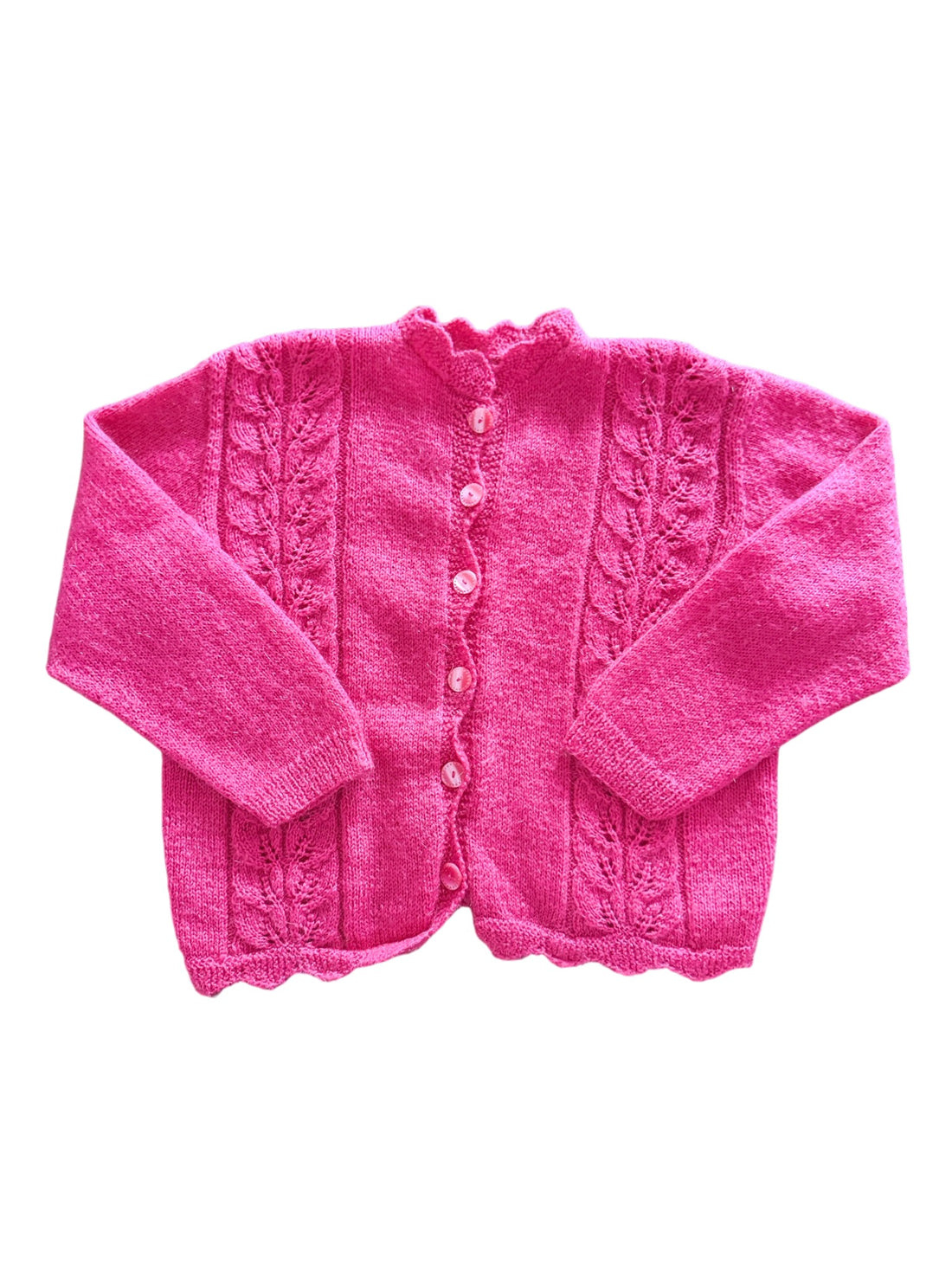 Gilet laine ajouré rose - 6/7 ans