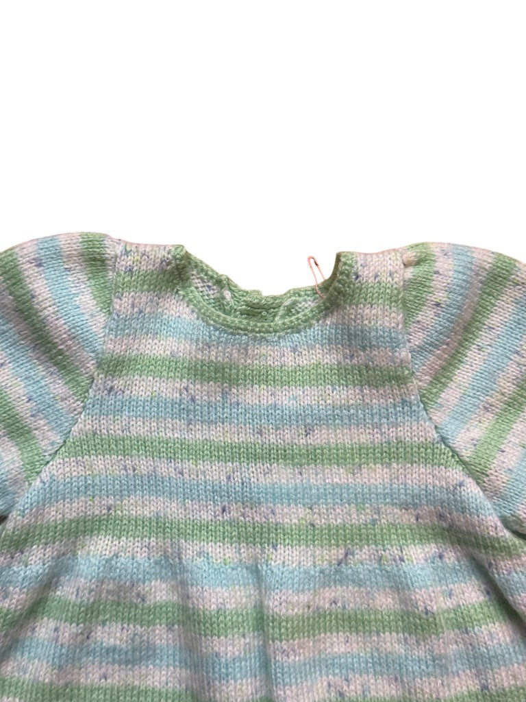 Robe tricot rayée verte - 3 mois