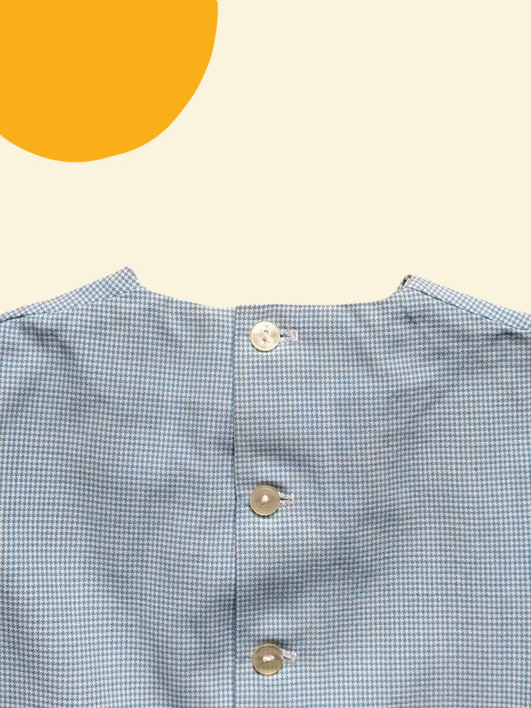 Robe pied de poule bleue années 60 - 24 mois