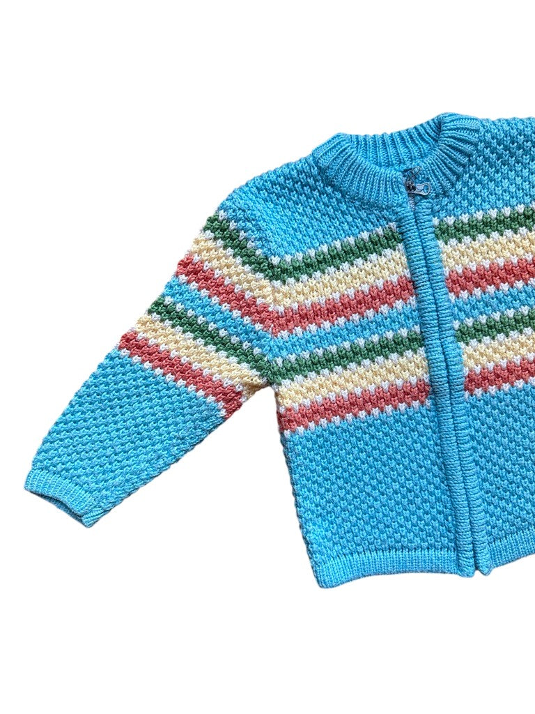Gilet zippé rayé bleu - 6 ans