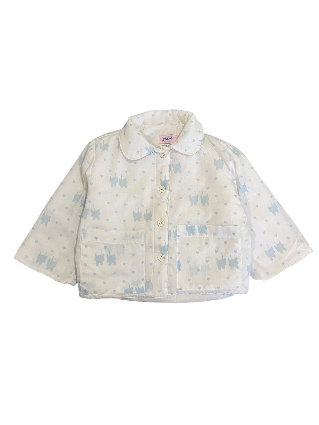 Ensemble molletonné chat bleu et blanc - 12 mois