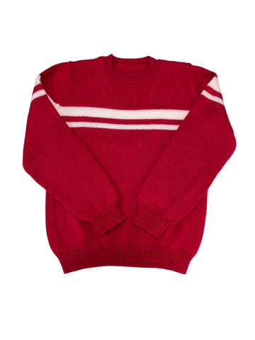 Pull jacquard rouge et blanc - 12 ans