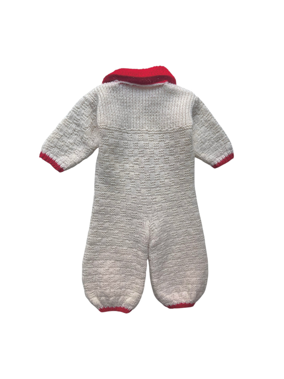 Combinaison tricot écru et rouge - 3 mois